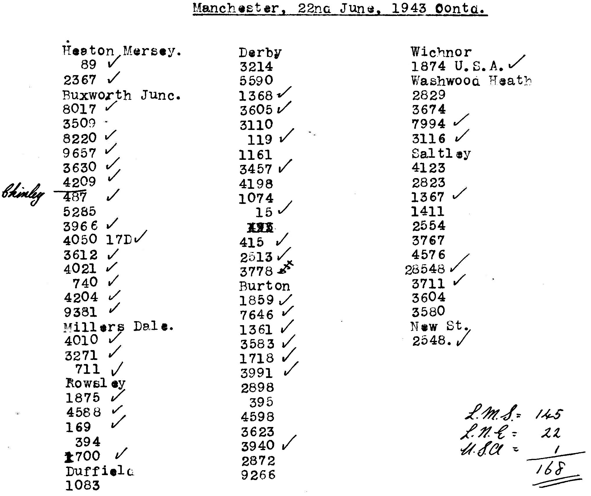 22nd June 1943 - Trip to Manchester.