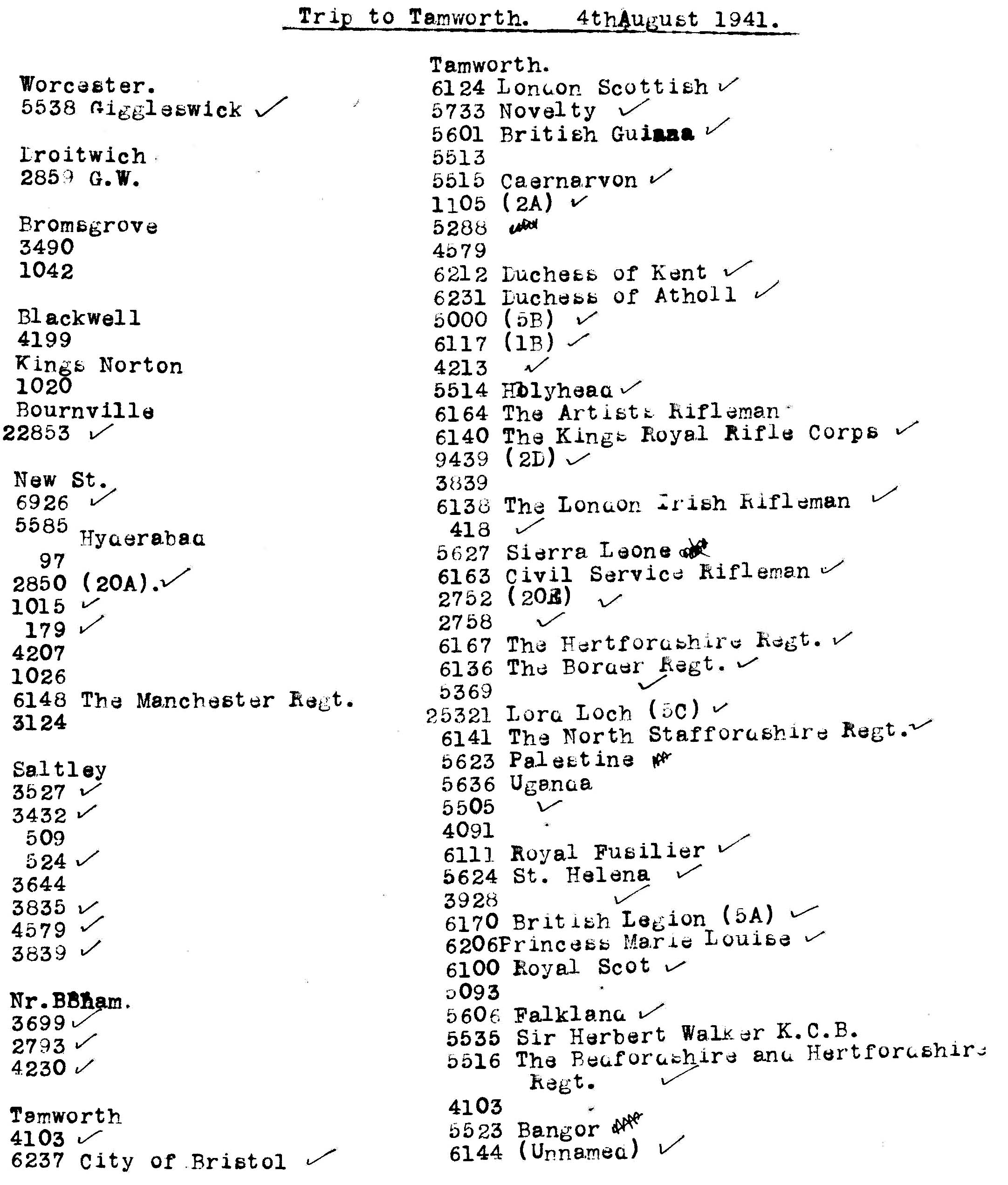 4th August 1941 - Trip to Tamworth.