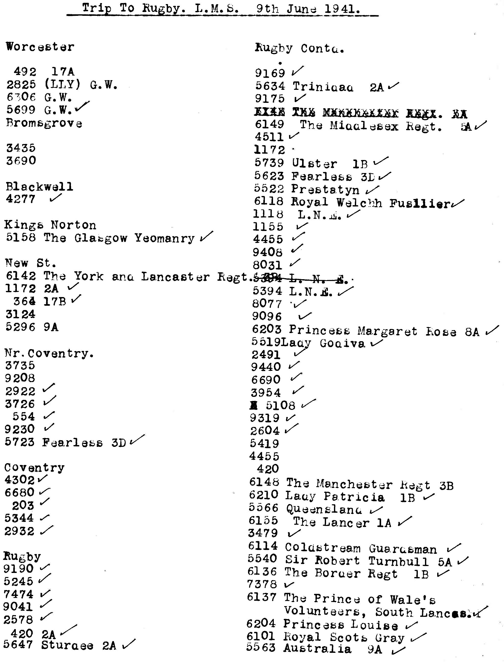 9th June 1941 - Trip to Rugby.