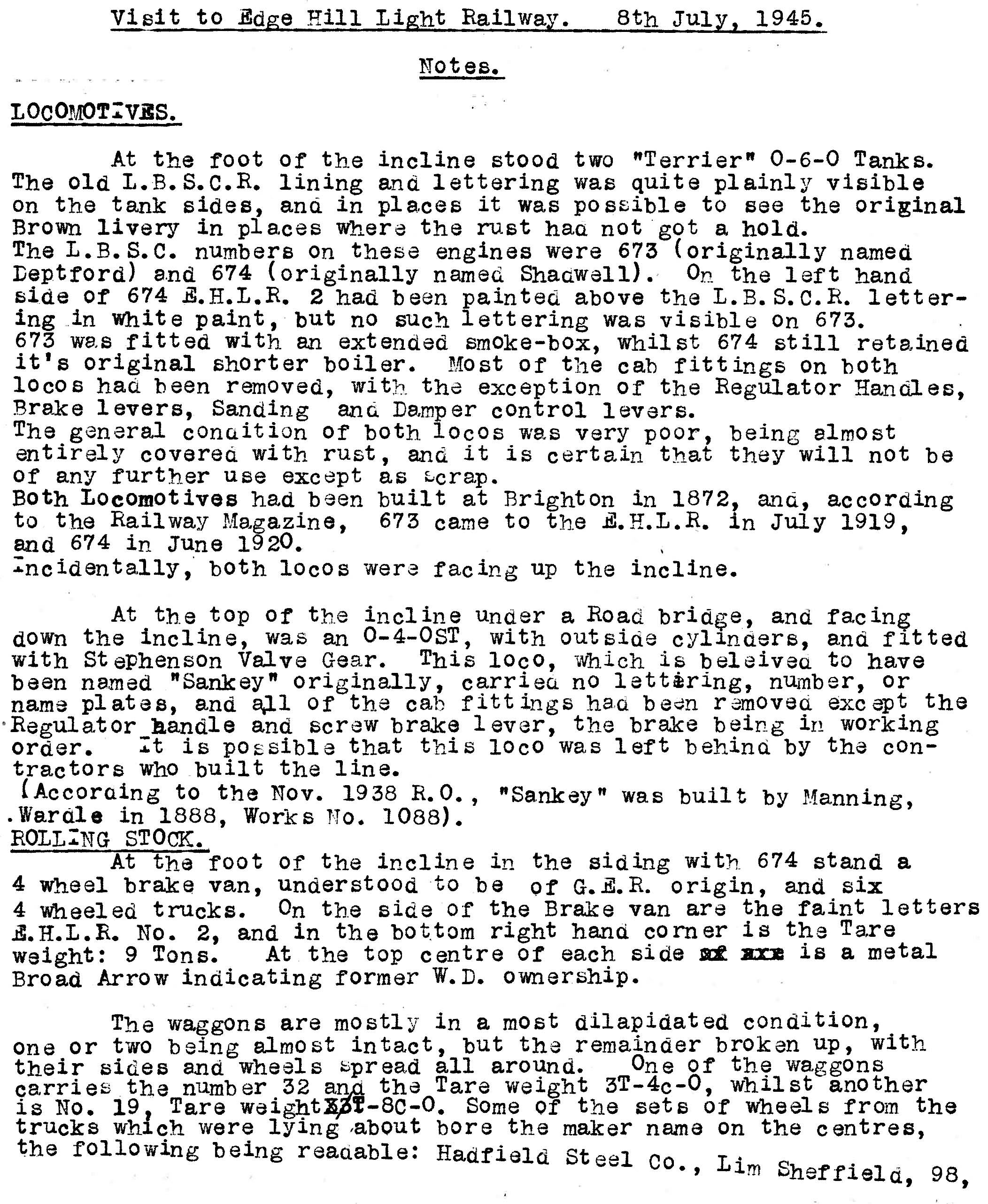 8th July 1945 - Visit to Edge Hill Light Railway.