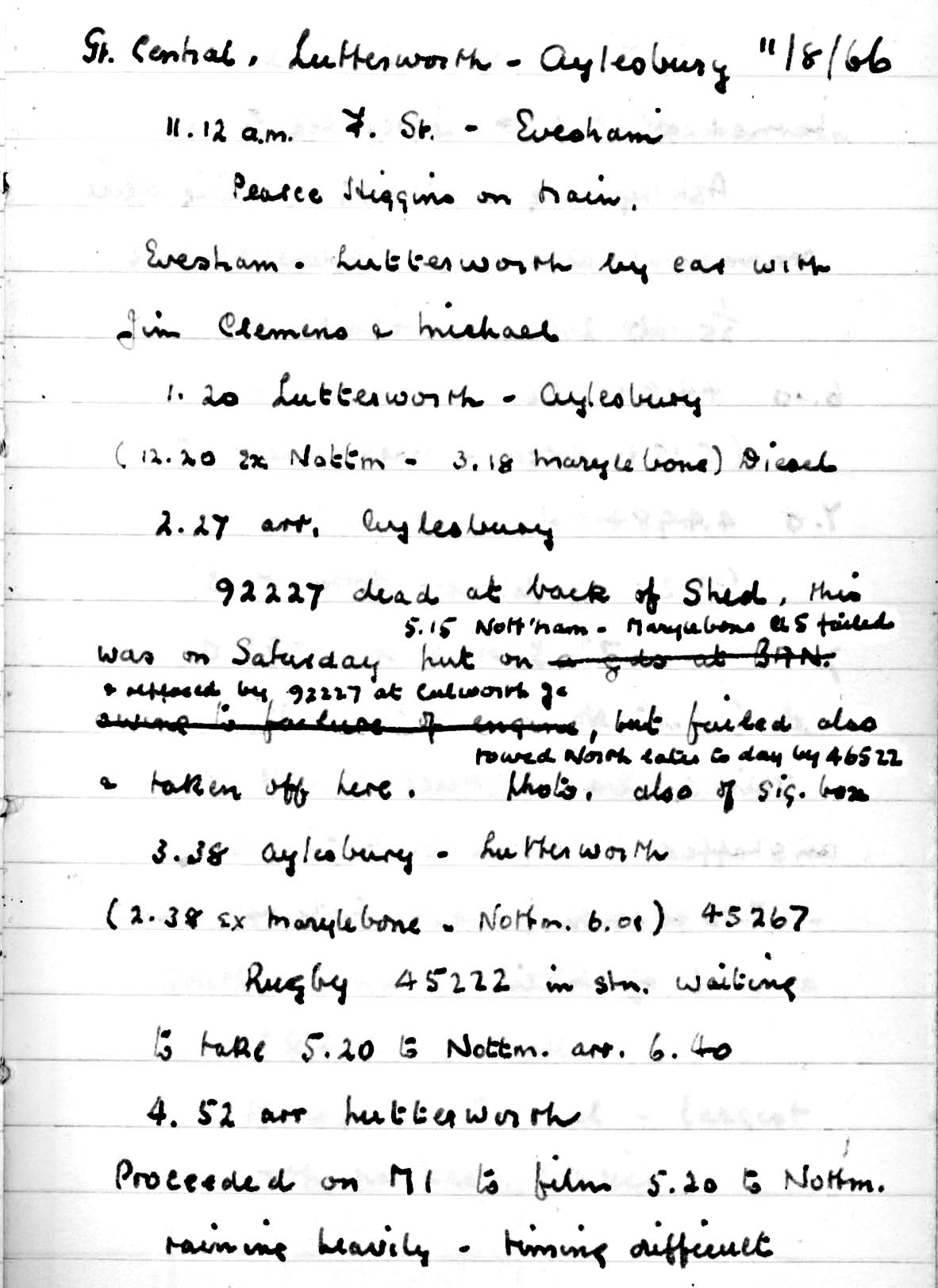 Eric Parker's diary entries for 11th August 1966.