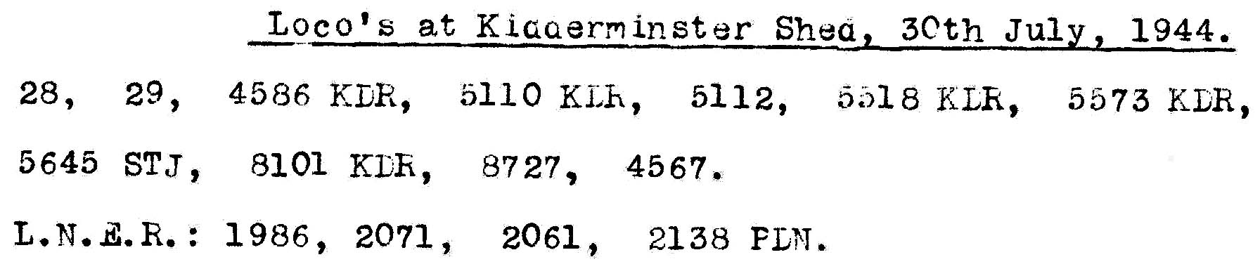 30th July 1944 - Kidderminster Shed.