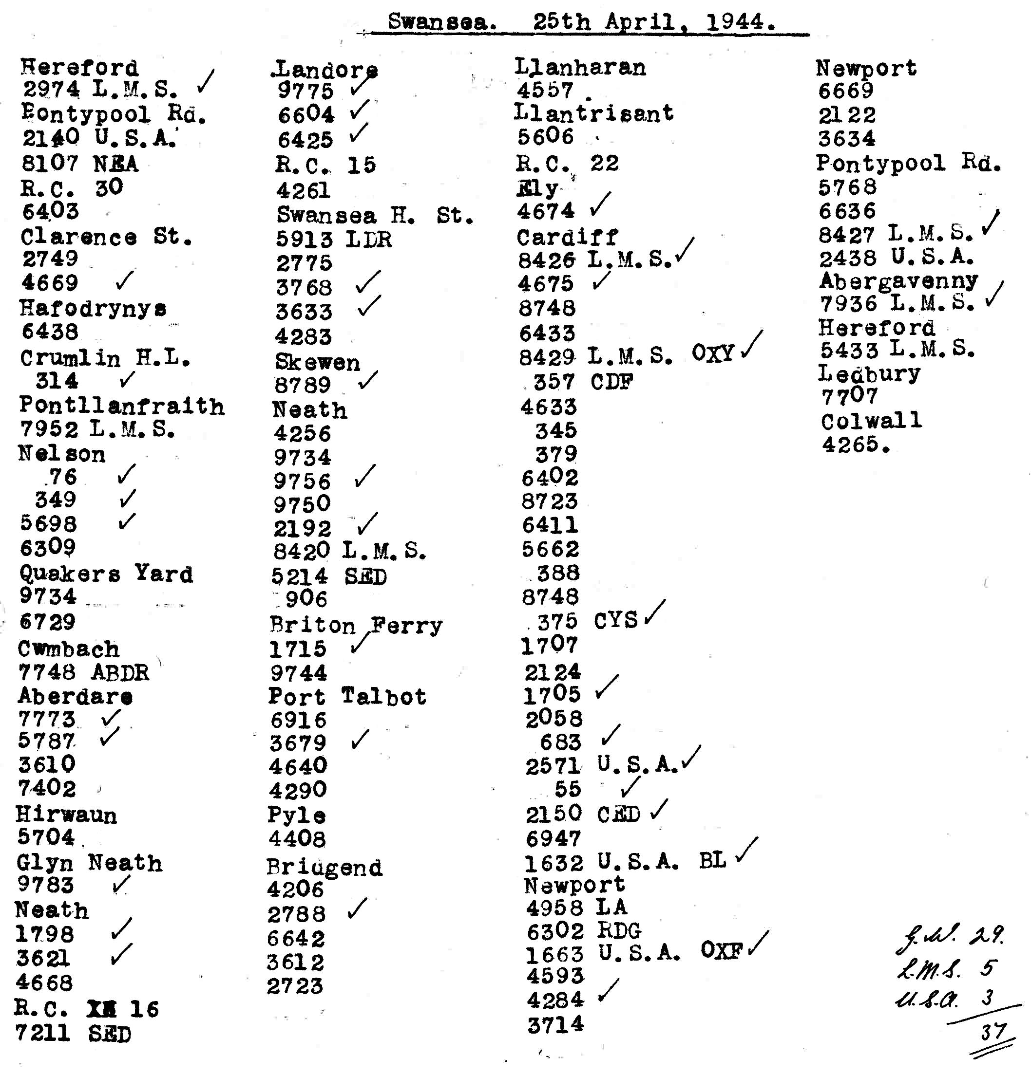 25th April 1944 - Trip to Swansea.