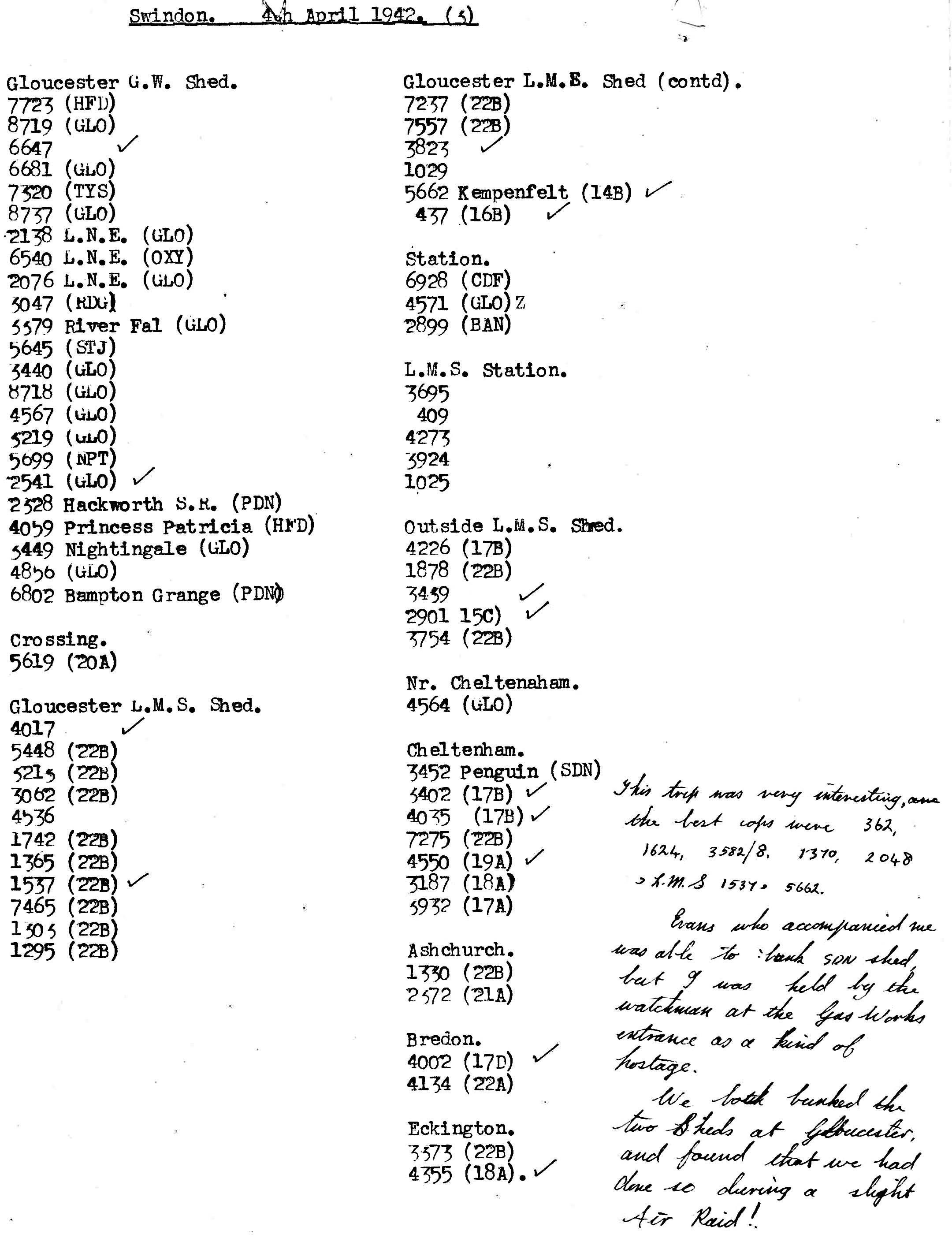 4th April 1942 - Trip to Swindon.