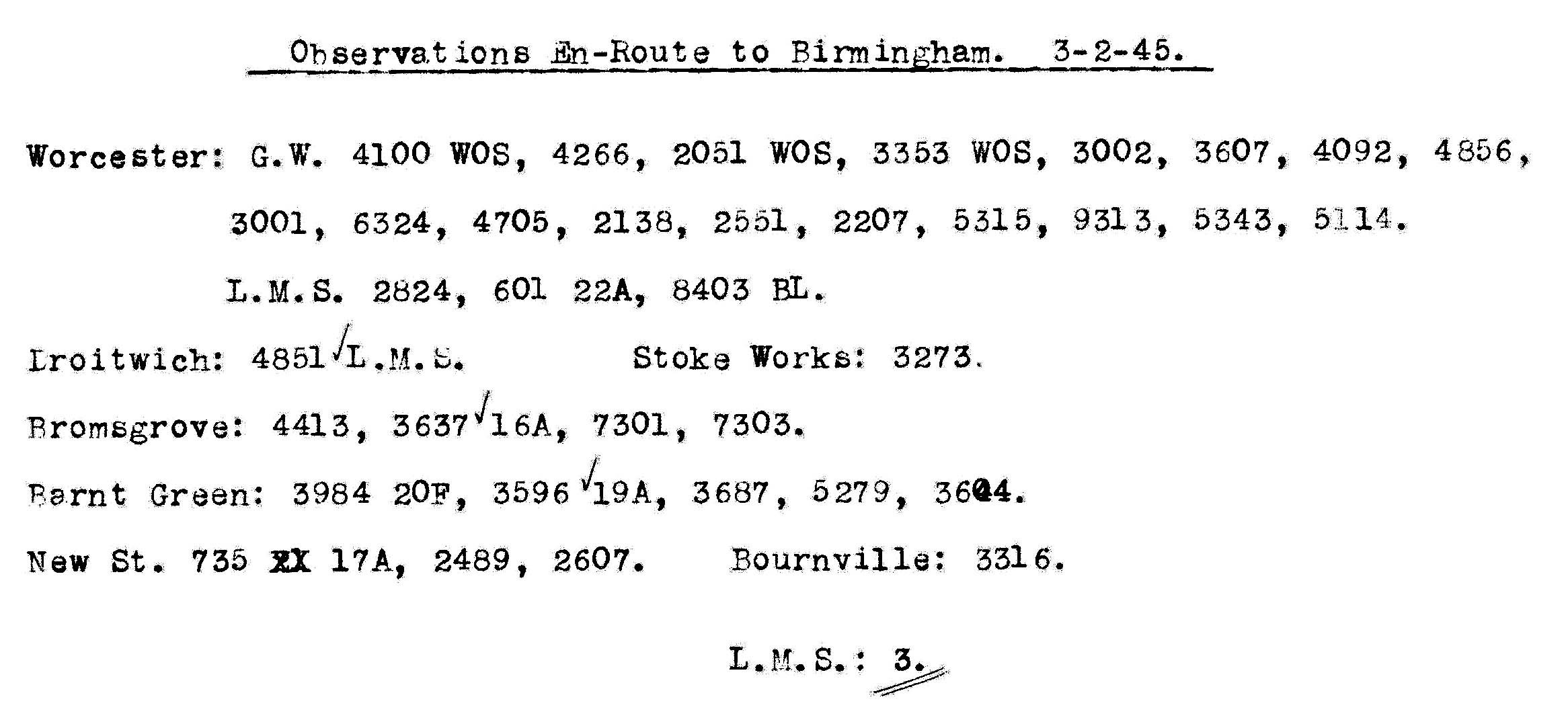 3rd February 1945 - Trip to Birmingham.