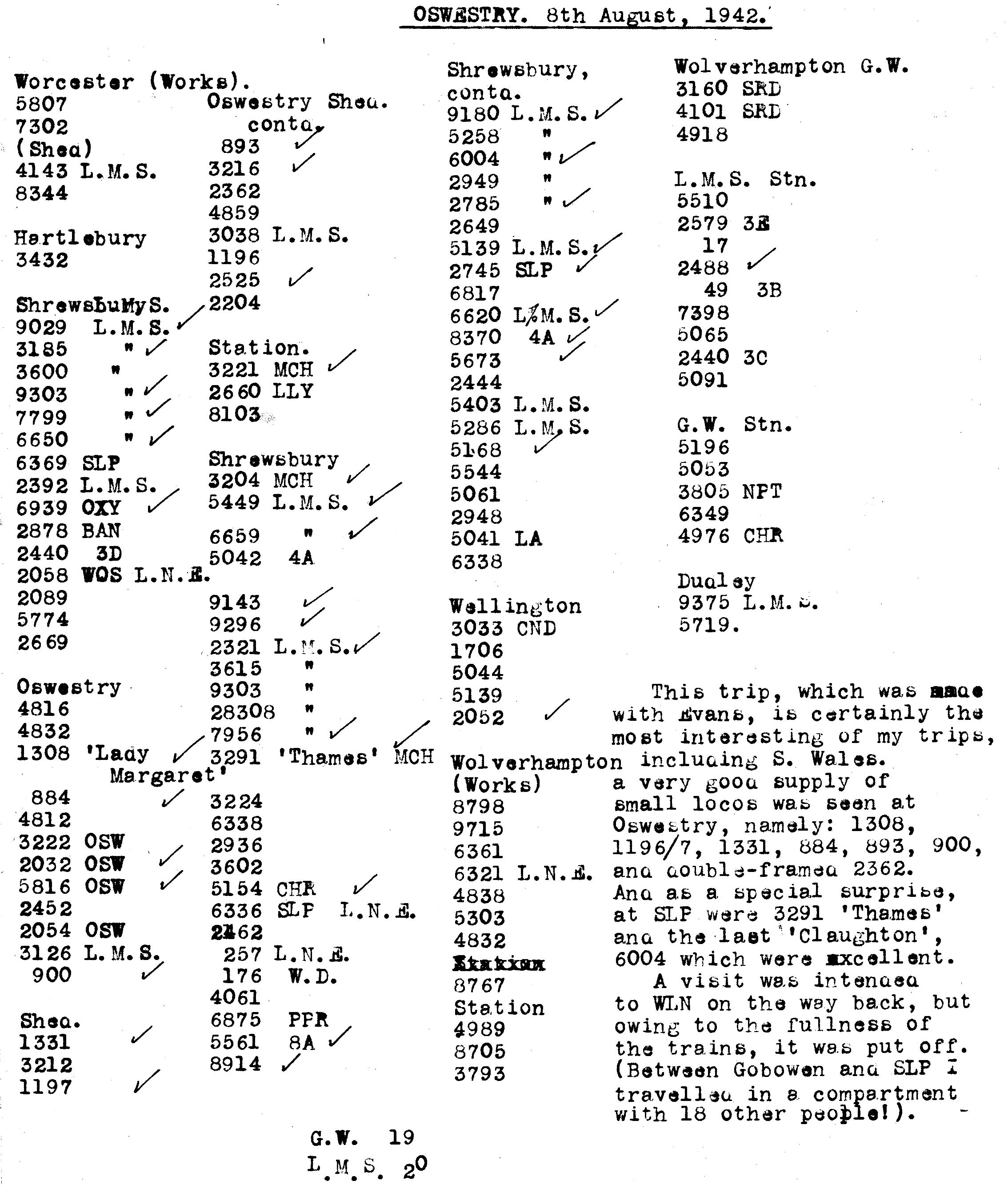 8th August 1942 - Trip to Oswestry.