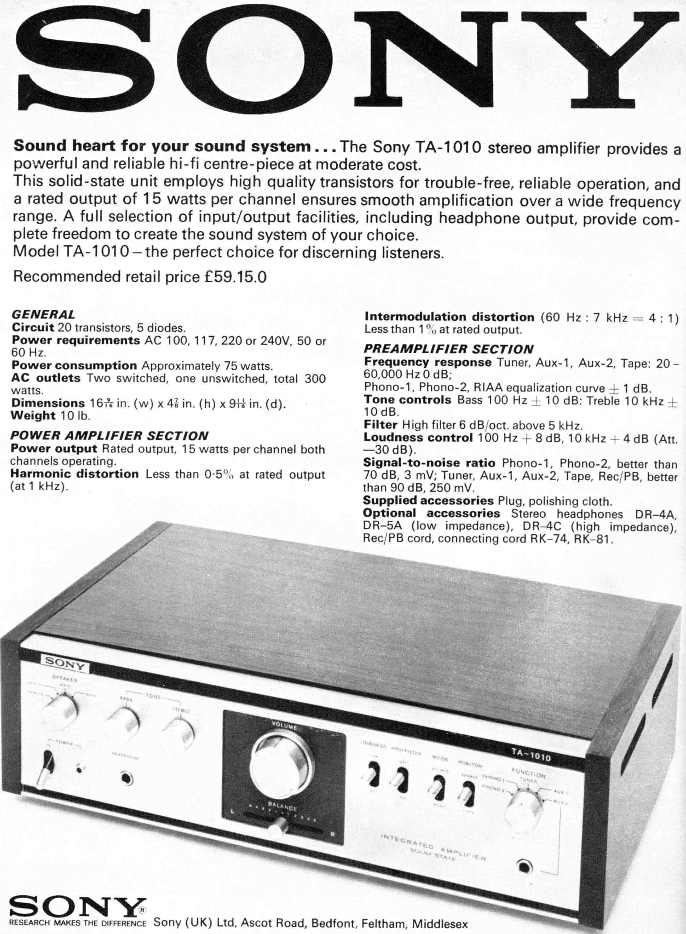 Sony TA-1010 Amplifier.